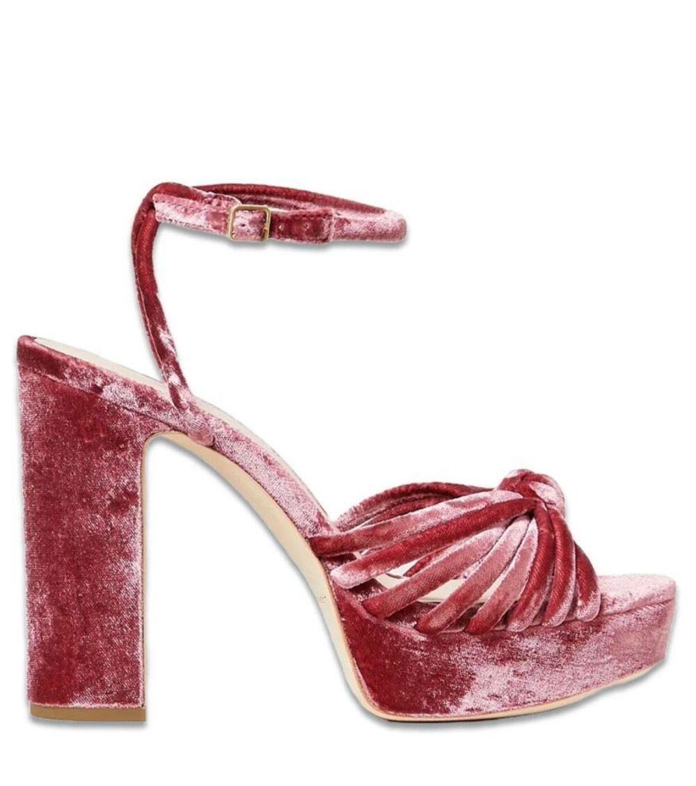 Loeffler Randall Rivka rose knot platform velvet heel 6